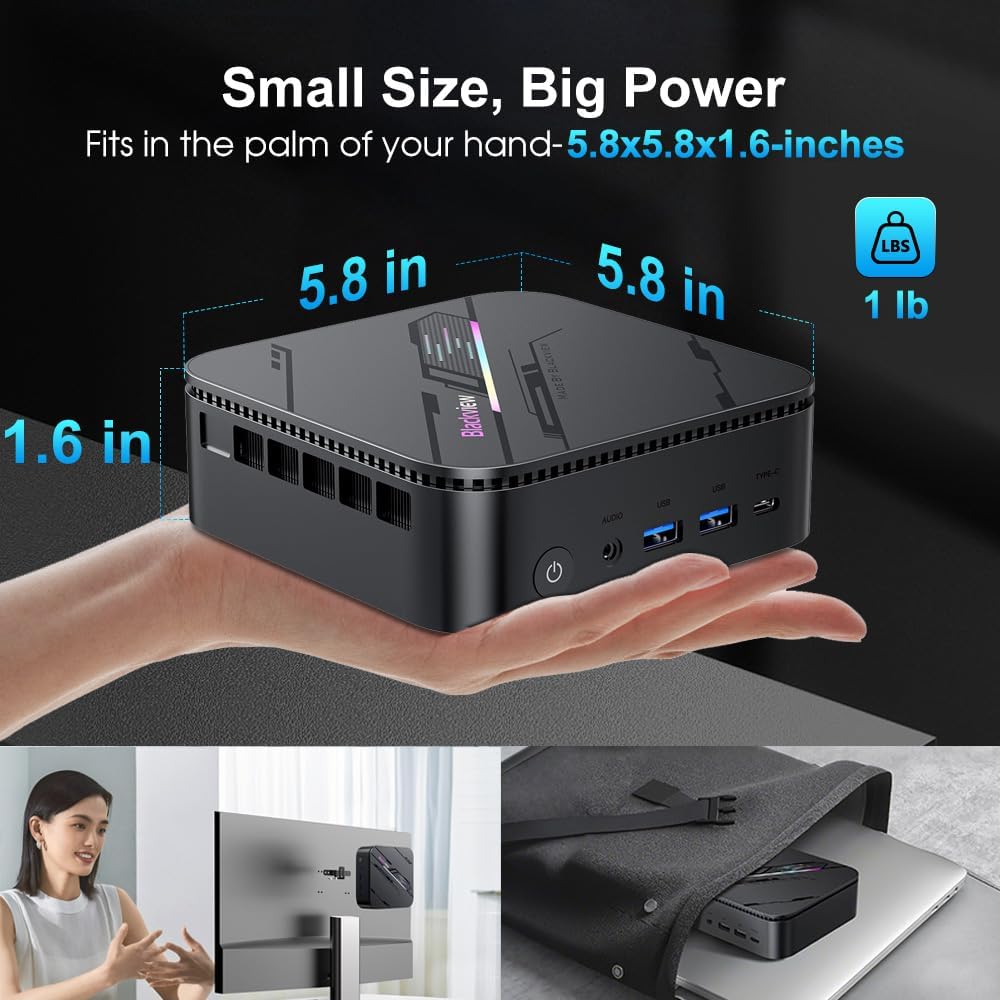 Blackview MP100 Pro Mini PC, Intel i3-1215U (bis to 4.4GHz), DDR4 16GB (Up to 64GB) RAM 512GB (Max 2