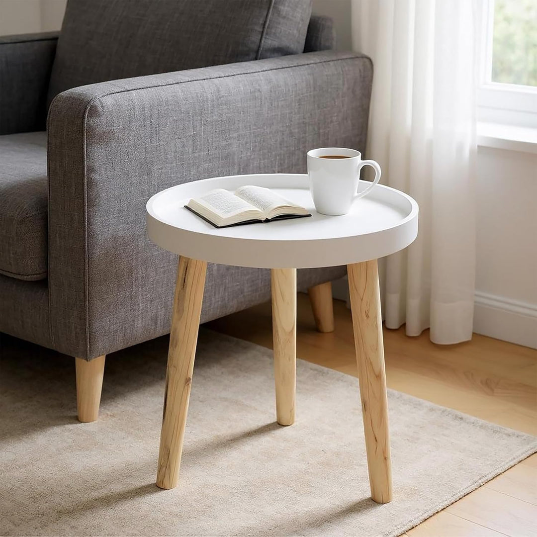 Deko Holz Tisch 36x30 cm - weiss - Kleiner Beistelltisch Couchtisch Sofatisch, Weiss