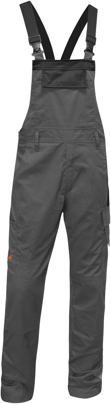 strongAnt Latzhose Herren Stretch Arbeitshose Arbeitslatzhose mit Kniepolstertaschen Schwarz Grau We