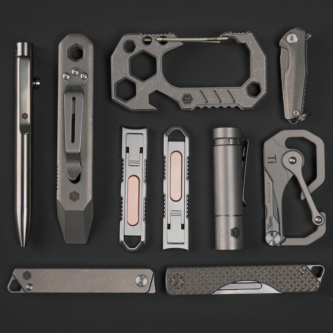 KeyUnity KR00 Titanium EDC Brecheisen-Multiwerkzeug mit Schraubendreher und Taschenclip