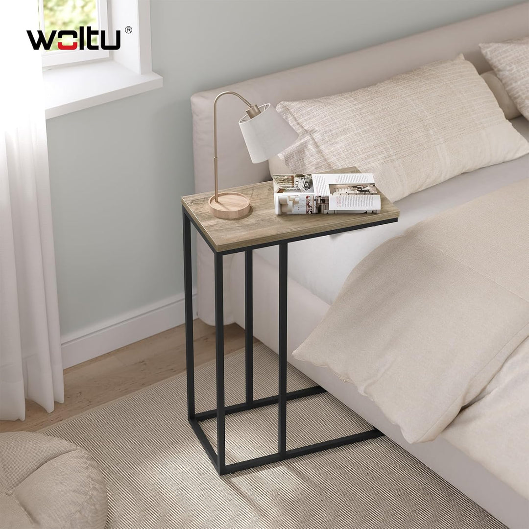 WOLTU Beistelltisch, Couchtisch C Form, Wohnzimmertisch mit Metallgestell, Sofatisch Kaffeetisch, fü
