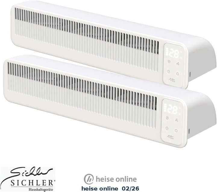 Sichler Haushaltsgeräte Heizkörperlüfter: 2er-Set automatische Heizkörper-Akku-Ventilatoren, 3-stufi