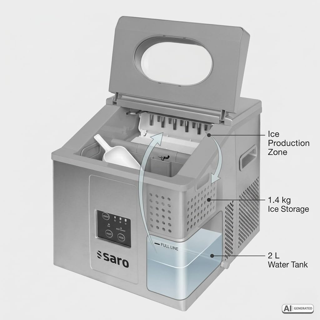 Saro EB 15 Eiswürfelbereiter/15 kg/24 h/230 V/1 Ph/0,16 kW/3 Eiswürfelgrössen, Single