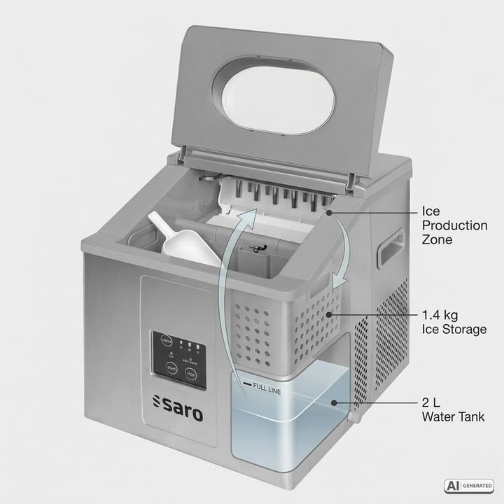 Saro EB 15 Eiswürfelbereiter/15 kg/24 h/230 V/1 Ph/0,16 kW/3 Eiswürfelgrössen, Single
