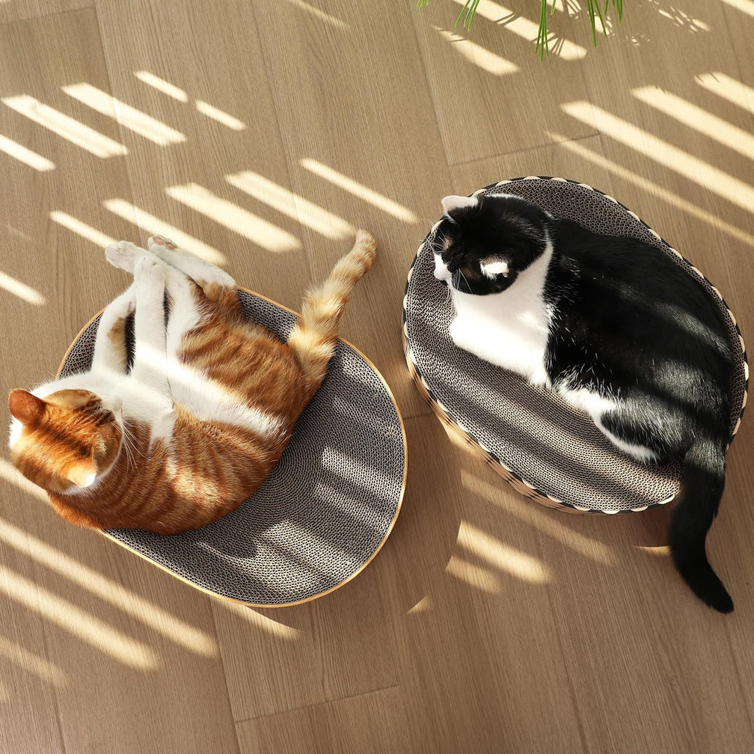 FUKUMARU Kratzbrett Katzen, ovales Kratzbrett für Katzen, Katzenkratzbrett aus hochwertigem Karton,