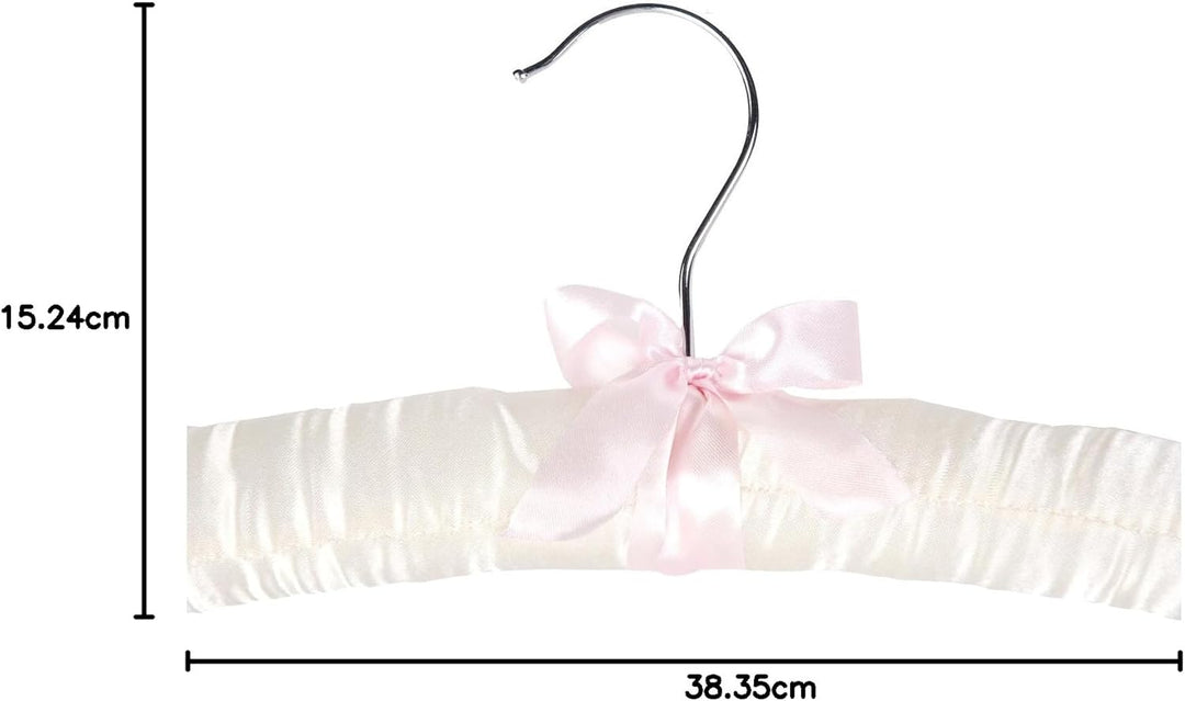 10er-Pack Kleiderbügel mit Anti-Rost-Haken und gefüllt mit Satin, Gorgeous, Blass Elfenbeinfarben Sa