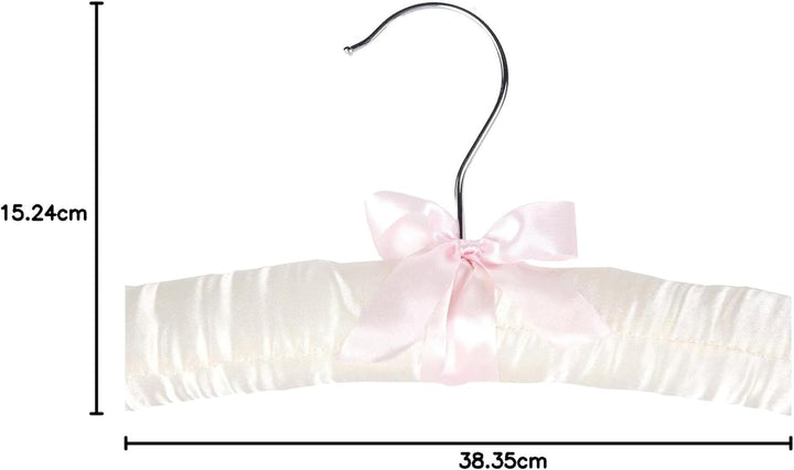 10er-Pack Kleiderbügel mit Anti-Rost-Haken und gefüllt mit Satin, Gorgeous, Blass Elfenbeinfarben Sa