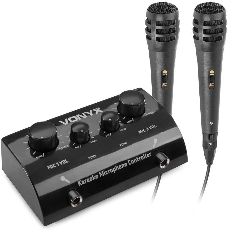 Karaokeanlage - Vonyx AV430B - Mischpult mit Mikrofonen und Kabeln - Verwandeln Sie Ihre Stereoanlag