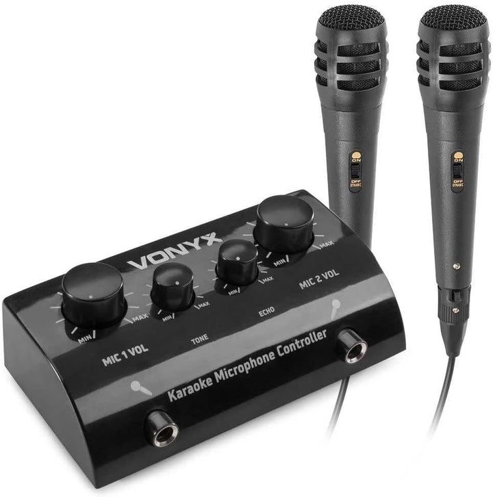 Karaokeanlage - Vonyx AV430B - Mischpult mit Mikrofonen und Kabeln - Verwandeln Sie Ihre Stereoanlag