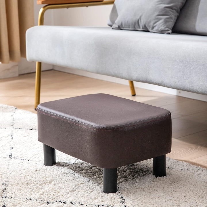 YMYNY Rechteckiger Fusshocker Sitzbank, 42 x 29 x 23 cm, Gepolsterter Hocker aus PU-Leder, mit Holzb