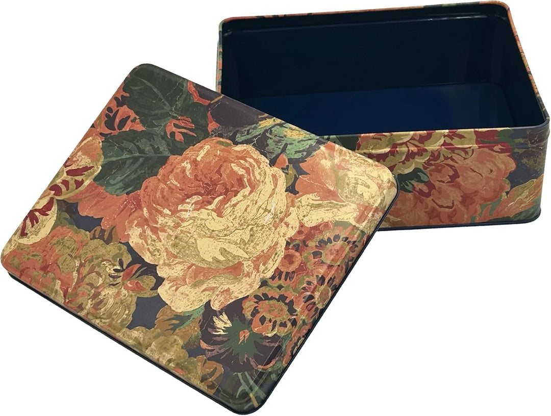 Geschenkdose Design Sanderson - Liebevoll gestaltete rechteckige Vorratsdose - Motiv Rose - Blechdos