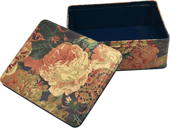 Geschenkdose Design Sanderson - Liebevoll gestaltete rechteckige Vorratsdose - Motiv Rose - Blechdos