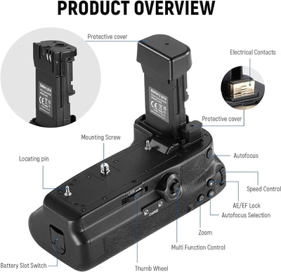 NEEWER Vertikaler 2,4G Batteriegriff, Ersatz für BG-R10 mit 2,4G Fernbedienung, kompatibel mit Canon