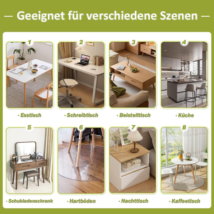 OstepDecor Glasklar Folie 1.5mm, transparente Tischdecke, Tischschutz, Schutztischdecke, Tischfolie