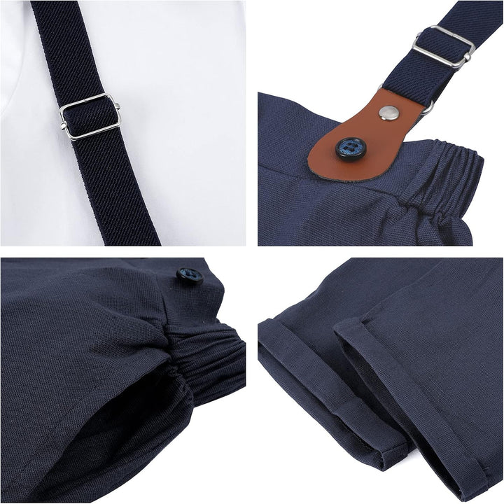 mintgreen Baby Jungen Anzüge, Neugeborenes Hemd Hose Taufe Gentleman Outfit Kurzarm Passen mit Strap