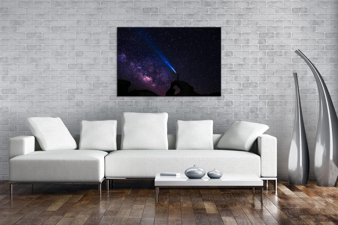 deyoli Lichter bei Nacht Format: 60x40 als Leinwandbild, Motiv fertig gerahmt auf Echtholzrahmen, Ho
