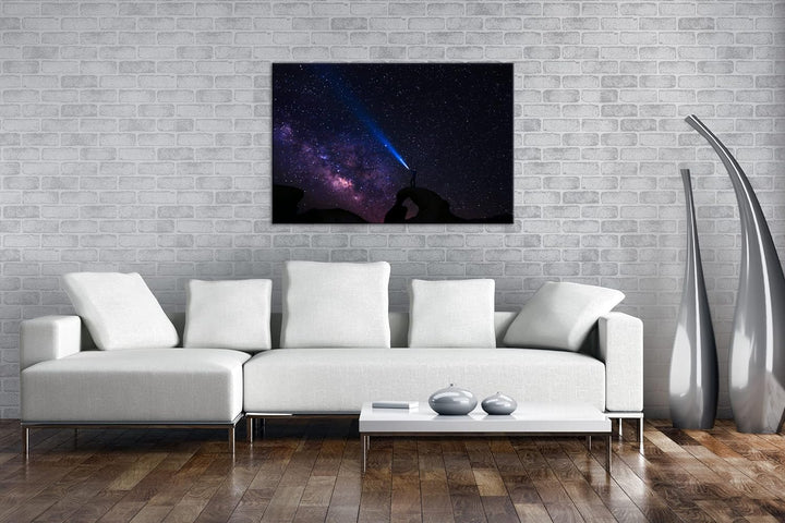 deyoli Lichter bei Nacht Format: 60x40 als Leinwandbild, Motiv fertig gerahmt auf Echtholzrahmen, Ho