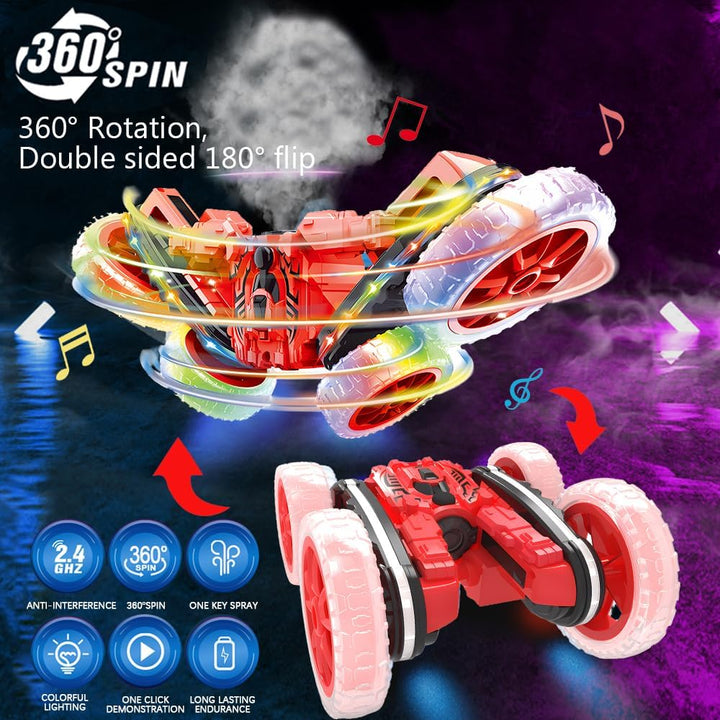 3T6B Ferngesteuertes Auto 4WD 360° Flip Stuntauto, 2,4GHz RC Stunt Crawler Mit Bunten Blinklichtern