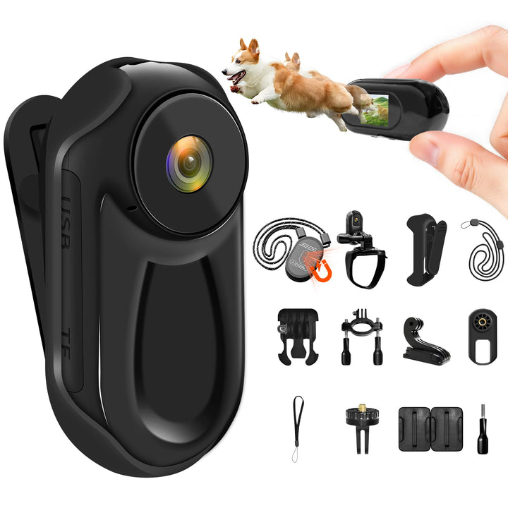 Mini Action Cam,Bodycam Körperkamera Mini 1080P mit 0,85-Zoll-Display,Daumen Body Cam,Multifunktions