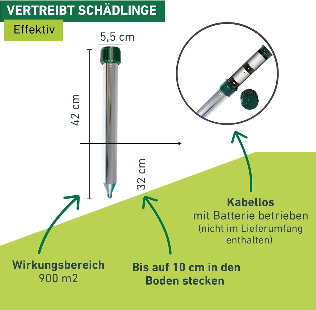 Windhager Wühlmaus- & Maulwurfvertreiber Premium, Wühlmausabwehr, Maulwurfvertreiber, Maulwurfabwehr