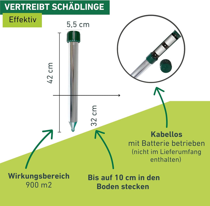 Windhager Wühlmaus- & Maulwurfvertreiber Premium, Wühlmausabwehr, Maulwurfvertreiber, Maulwurfabwehr