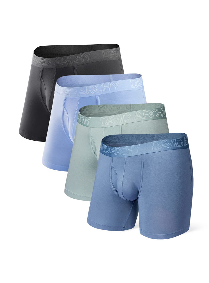DAVID ARCHY Herren Boxershorts Mehrfachpack, Stretcken Klassischer Retroshorts, Unterhosen Männer, 5