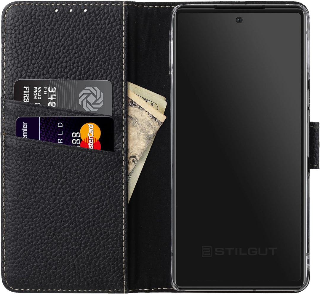 STILGUT Talis kompatibel mit Google Pixel 7 Hülle mit Kartenfach aus Leder, Wallet Case, Lederhülle