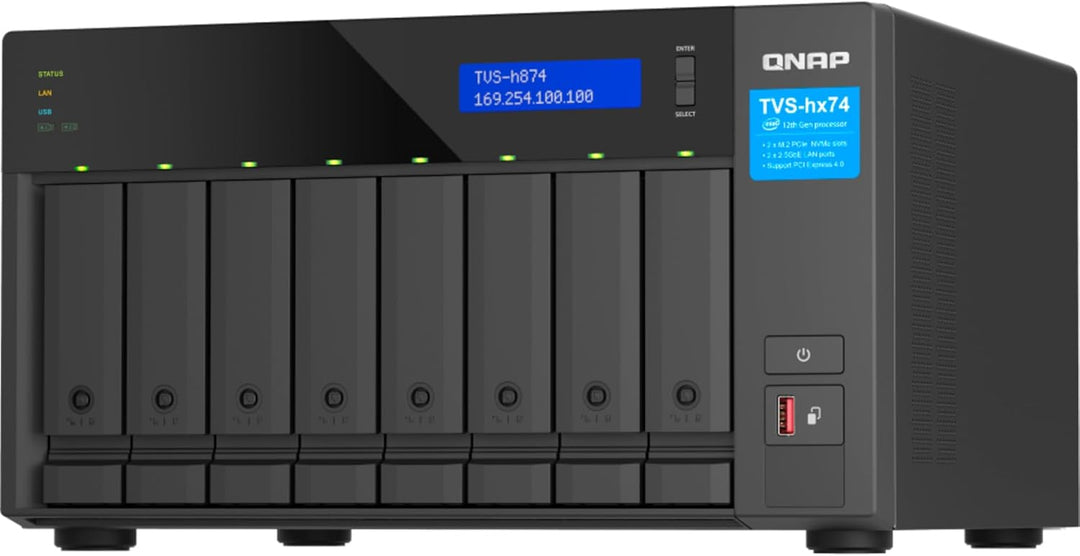 QNAP TVS-h874 NAS Tower Eingebauter Ethernet-Anschluss Schwarz