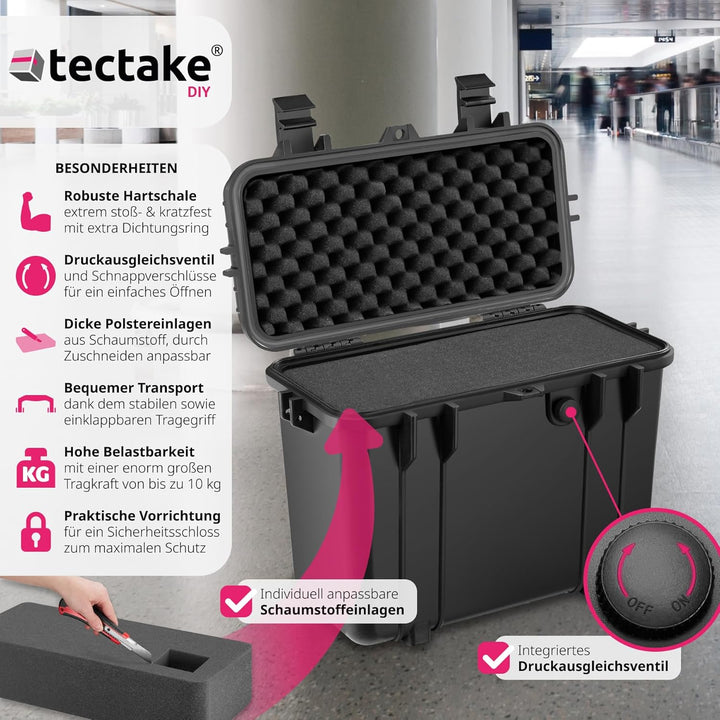 tectake® Universalkoffer, Fotokoffer, 41 x 22 x 34 cm, abschliessbare Box, Kunststoff Hardcase, stos