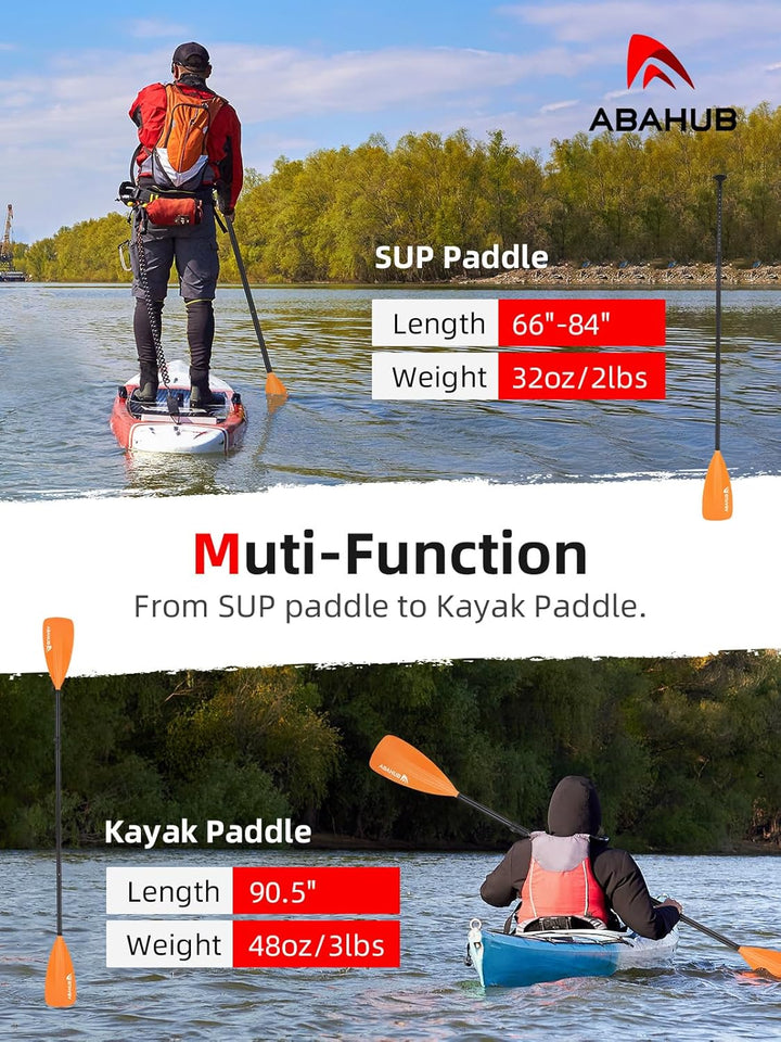 Abahub 2 in 1 Sup Kajak Paddel Aluminium Einstellbares Stand Up Paddle für Paddleboard, Aluminiumleg