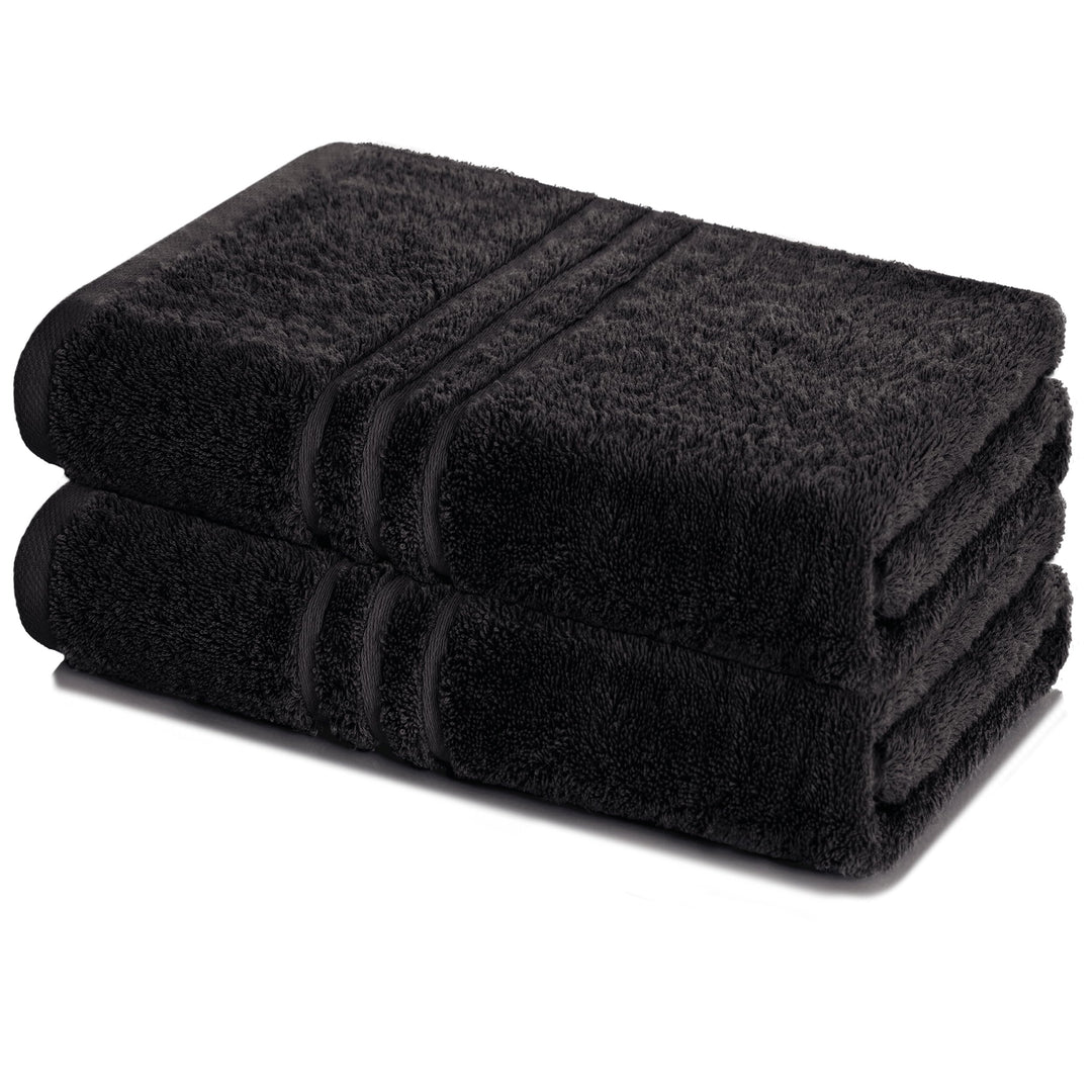 Lavea 2er Set Saunatuch 80x200cm, Frottierserie Elena, Schwarz 2 x 80 x 200 cm Schwarz, 2 x 80 x 200
