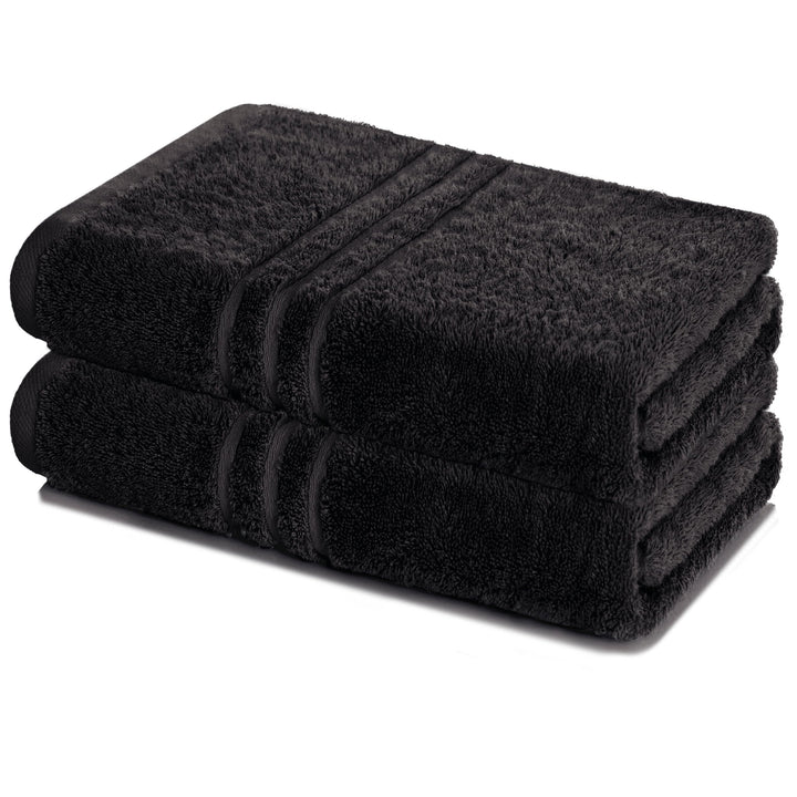 Lavea 2er Set Saunatuch 80x200cm, Frottierserie Elena, Schwarz 2 x 80 x 200 cm Schwarz, 2 x 80 x 200