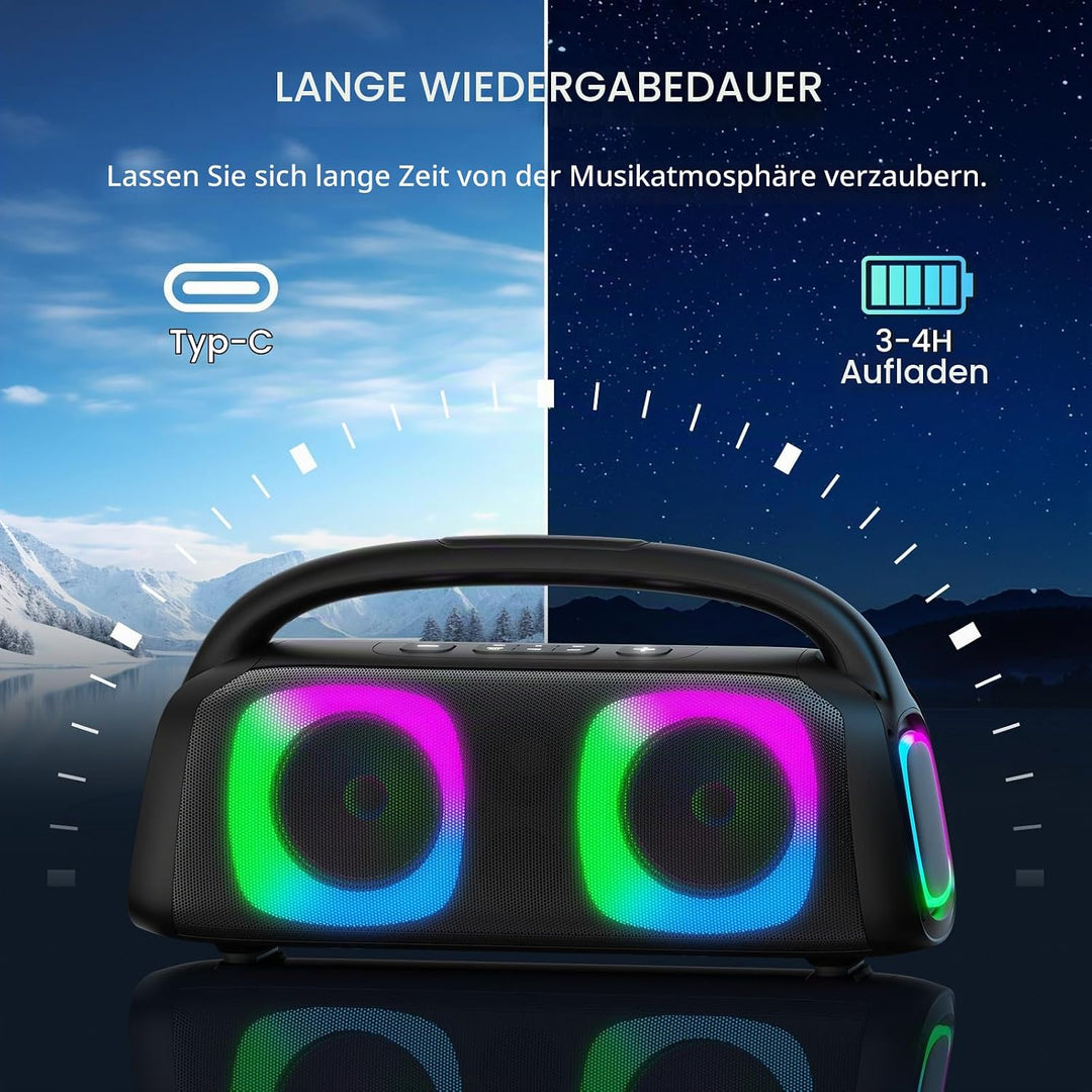 JYX Tragbarer Karaoke Maschine,Karaoke mit 60W Bluetooth Lautsprecher,2 Kabellosen Karaoke-MikrofonW