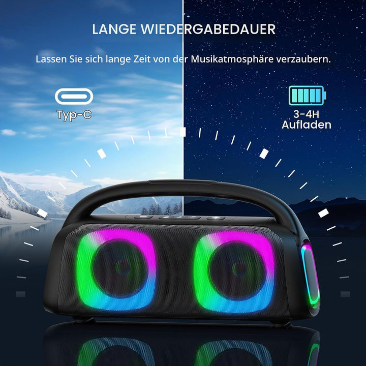 JYX Tragbarer Karaoke Maschine,Karaoke mit 60W Bluetooth Lautsprecher,2 Kabellosen Karaoke-MikrofonW