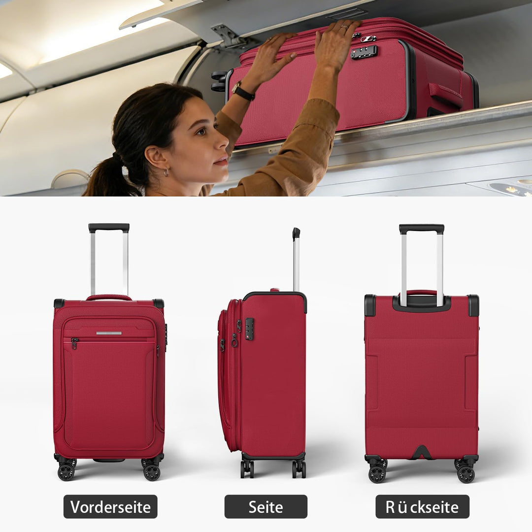 ABISTAB Verage Cabin Weichschalen Kabinen-Koffer | 56x38x23(+5) cm Burgundy mit Dehnfalte erweiterba