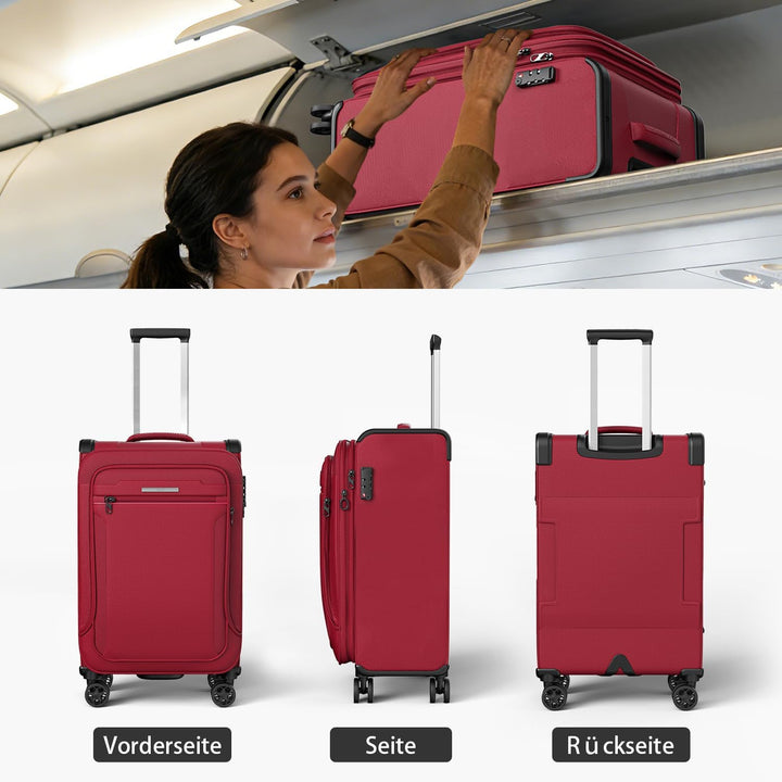 ABISTAB Verage Cabin Weichschalen Kabinen-Koffer | 56x38x23(+5) cm Burgundy mit Dehnfalte erweiterba