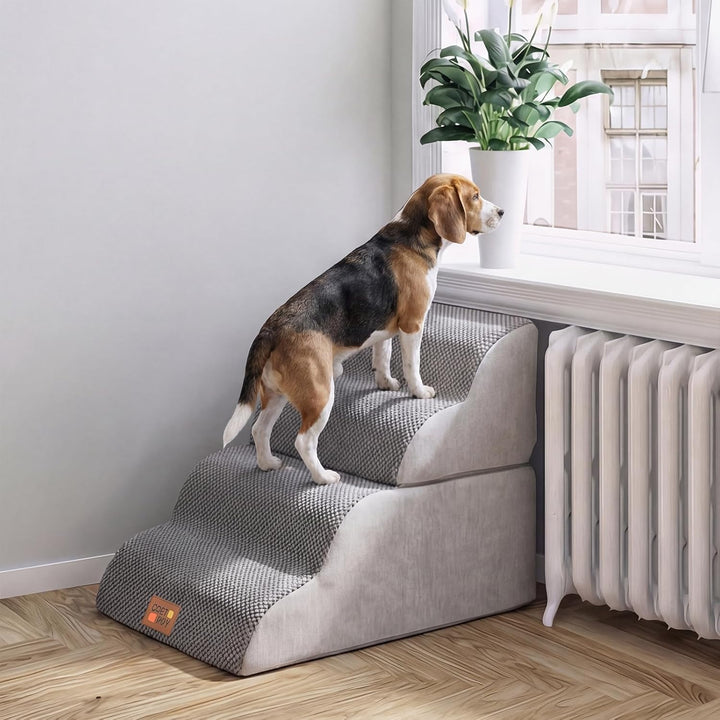 COSTWAY Hundetreppe 4/5 Stufen, Haustiertreppe für Kleine Hunde &amp; Katzen, 50 cm hoch Treppe aus Hoch