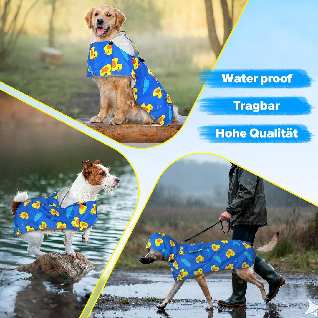 Weesiber Hunderegenmantel, Einstellbare Regenmantel Hund, Wasserdichter Regenjacke Hund mit Entenmus