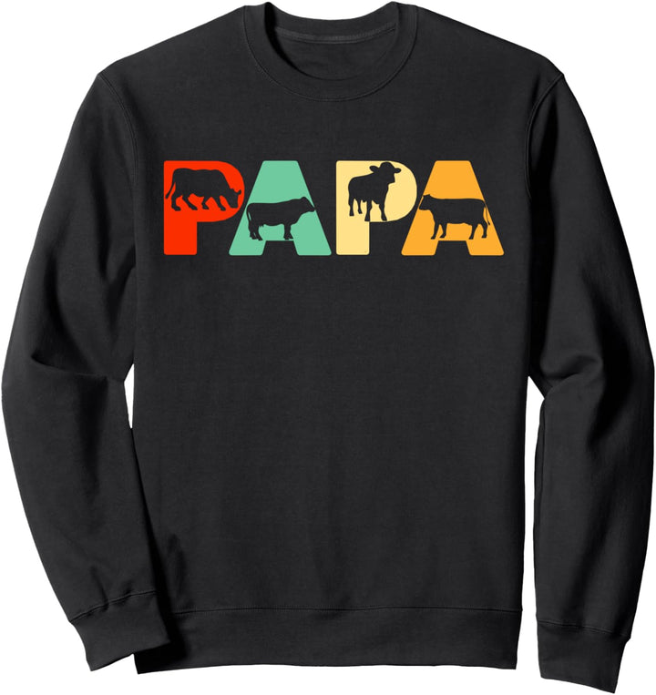 Retro Kuh Papa, Lustige Papa Kuh Vatertag Sweatshirt