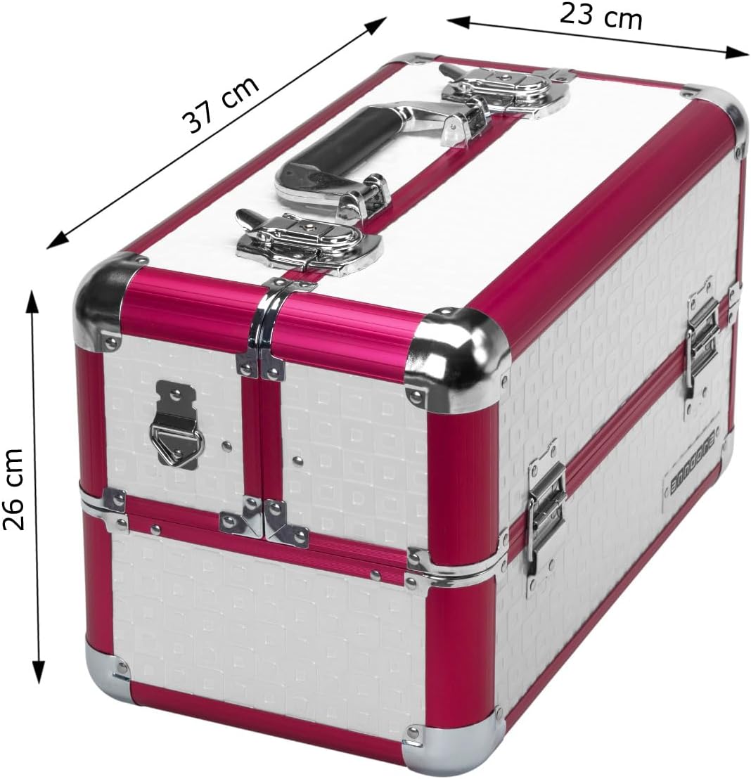 anndora Beauty Case Kosmetikkoffer Schminkkoffer Werkzeugkoffer - Rot Weiss Karo Fs02 Rot /