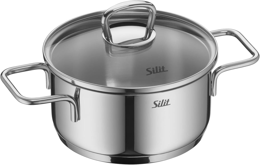 Silit Alicante Topfset Induktion 5-teilig, Kochtopf Set mit Glasdeckel, Edelstahl poliert, Induktion
