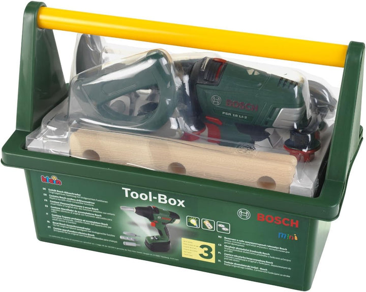 Theo Klein Bosch Werkzeug-Box I Mit Hammer, Säge, Rollgabelschlüssel und vielem mehr I 31 cm x 16,5
