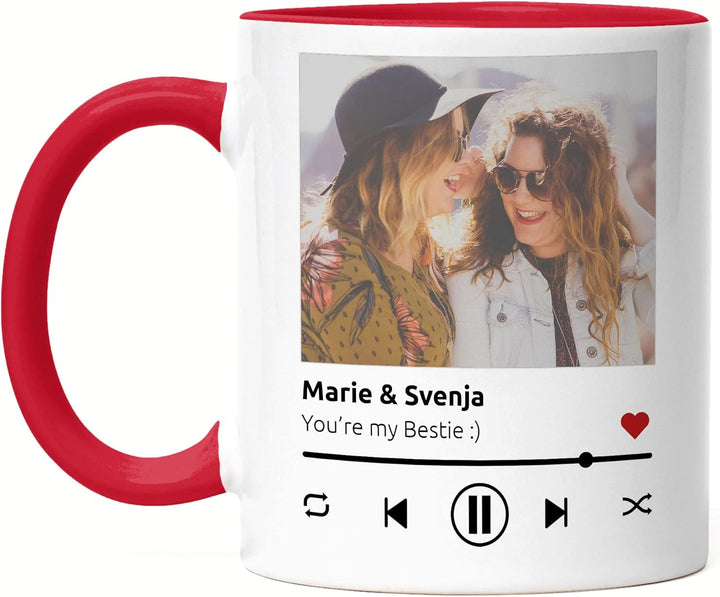 Kiddle-Design Song Cover Tasse Rot Foto Playlist Musikbild Personalisiertes Geschenk Bild im Spotify
