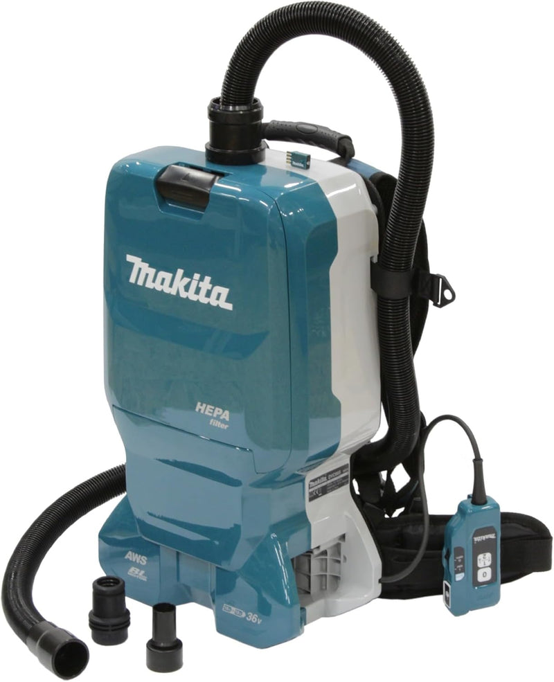 Makita DVC665ZU, Rucksackstaubsauger 2x18 V mit Bluetooth (ohne Akku, ohne Ladegerät), Blau