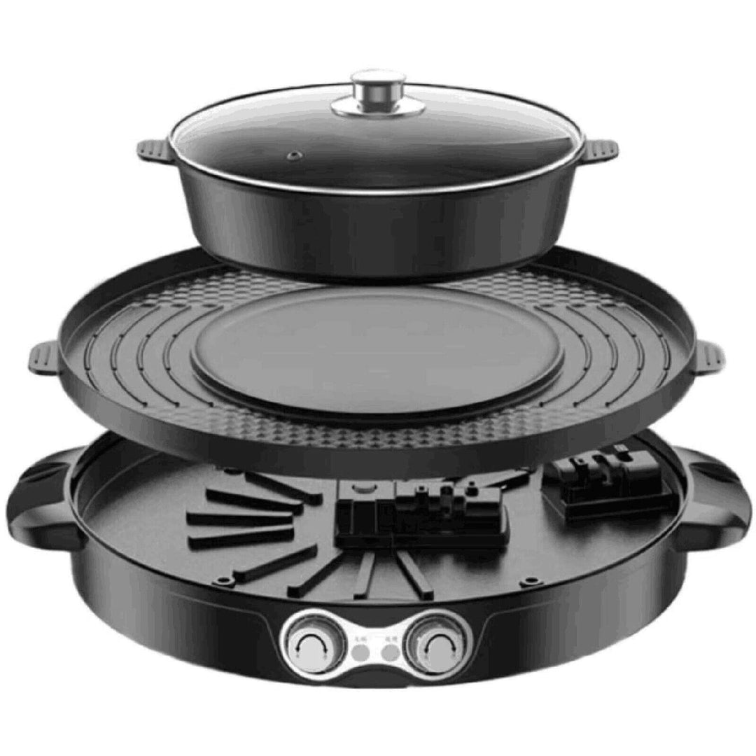 2200W Hot Pot BBQ mit Grill, 2 In 1 Grill Elektrischer Hot Pot, Rauchfreier Geteilter Shabu-Grilltop