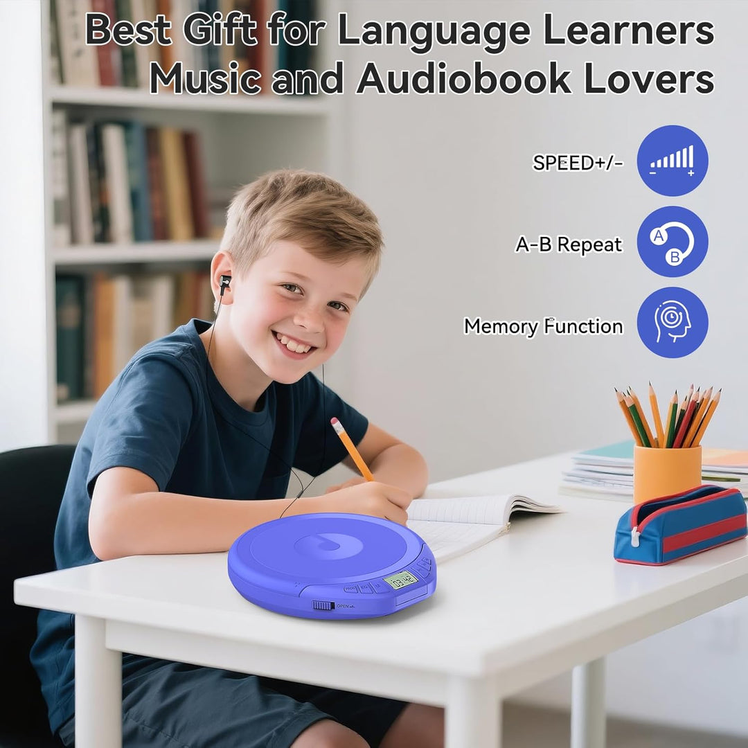 Gueray CD Spieler Tragbarer CD-Player Persönliche CD Players mit Kopfhörer LCD Display Anti-Skip Sch