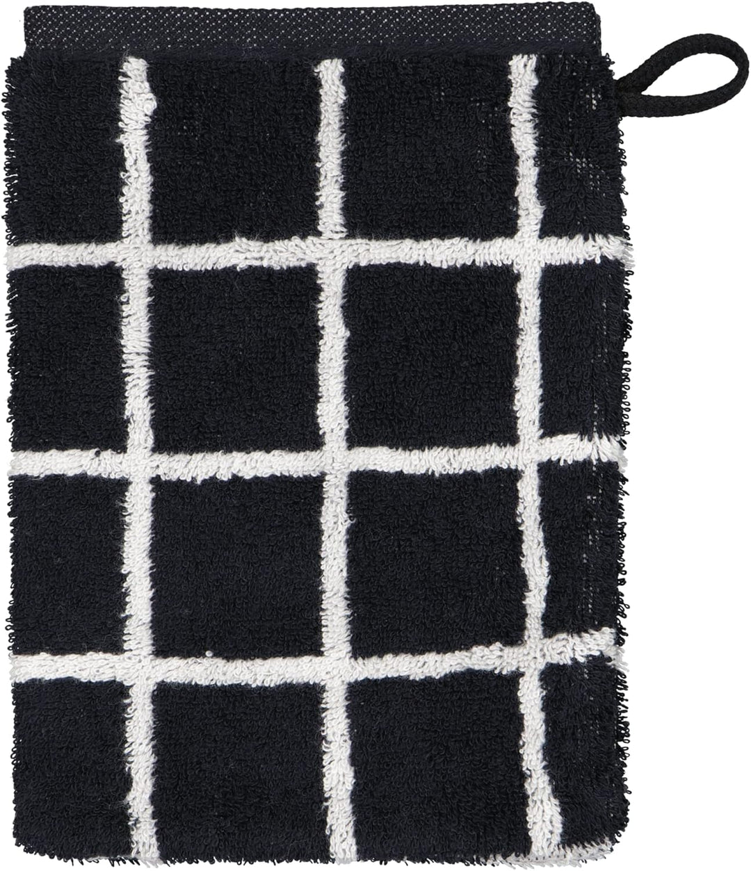 Cawö Home Handtücher Zoom Karo 123 schwarz - 97 Waschhandschuh 16x22 cm, Waschhandschuh 16x22 cm