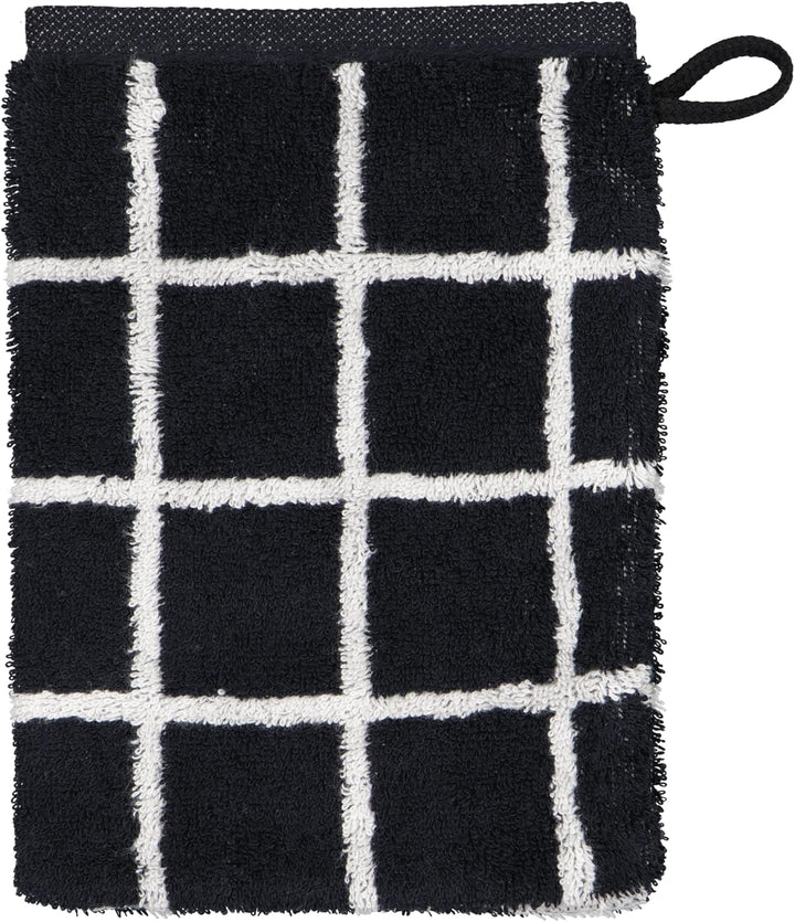 Cawö Home Handtücher Zoom Karo 123 schwarz - 97 Waschhandschuh 16x22 cm, Waschhandschuh 16x22 cm