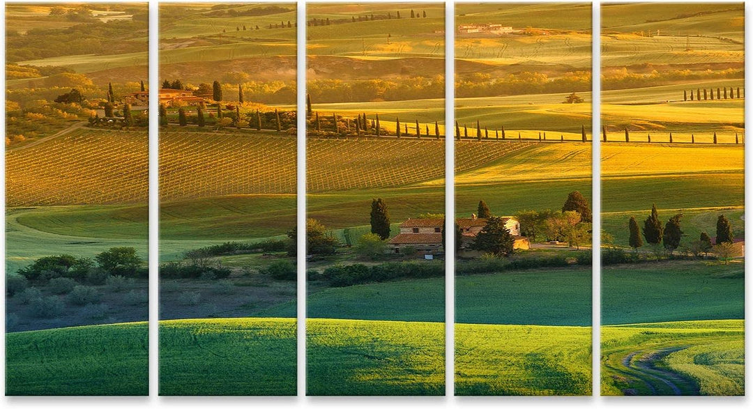 islandburner Bild auf Leinwand Toskana Italien Bilder Wandbilder Poster Leinwand 170x80cm - 5 Teile