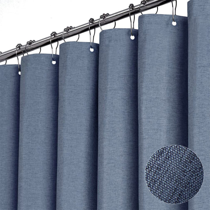 Premium Duschvorhang Leinen Stoff Textil 240x200cm Wasserdicht Anti-Schimmel für Badezimmer Hellblau